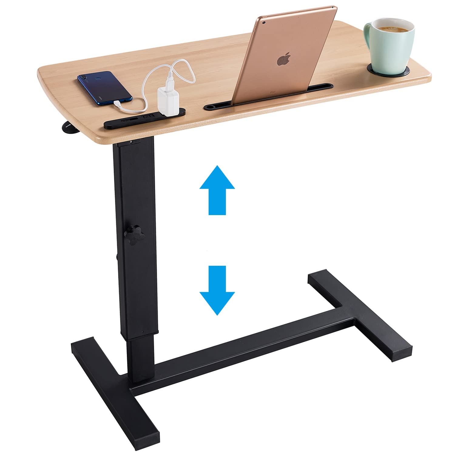 Amazon｜Yesotasサイドテーブル昇降式 ガス圧昇降ベッドテーブル PC