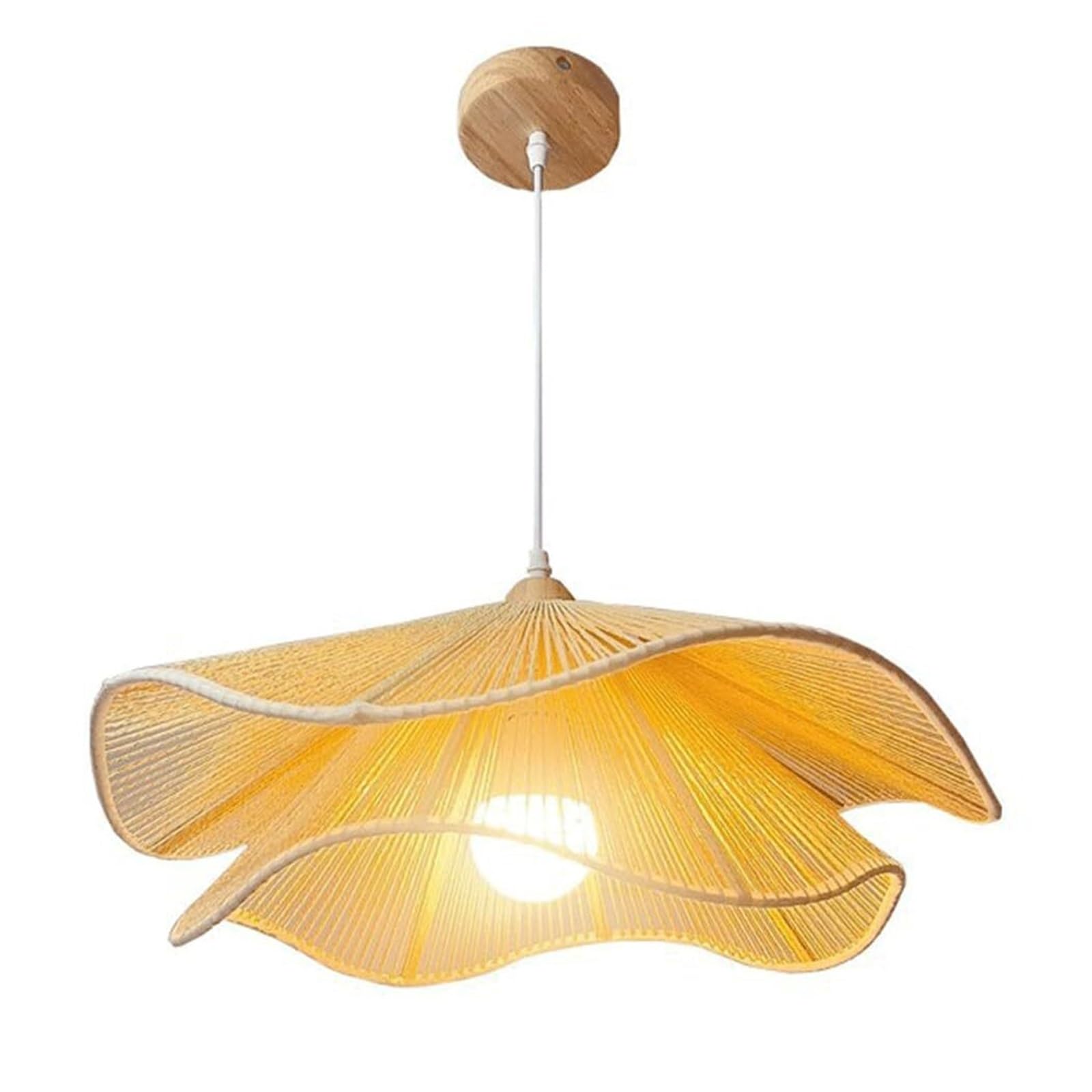 KHUKHU Retro Hemp Rope Restaurant Chandelier Modern Corridor Artistic Rustic Ceiling Hanging Light Fixture Chinese Simple Creative Decorative Personality Lampshade(Beige,40cm/15.7in)