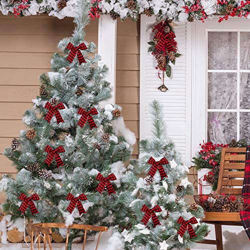 Uratot 2 Rolls Christmas Red And Black Plaid Burlap Ribbon Christmas Wired Ribbon Gift Wrapping Ribbon For Christmas Tree Crafts Decoration, Floral Bows Craft, 236 By 2.48 Inches #TOP4