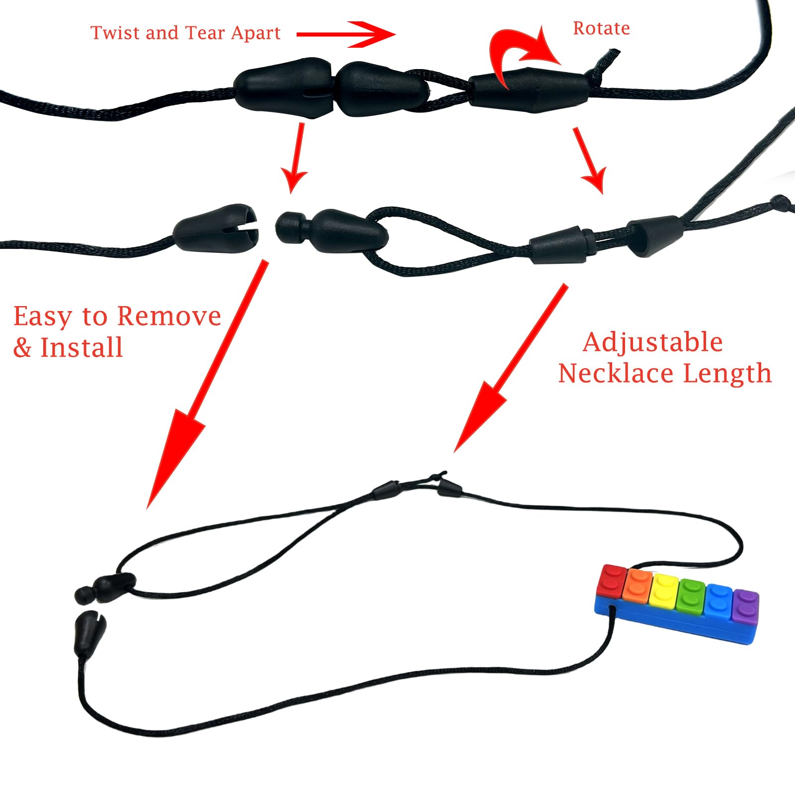 Felicify Sensory Chew Toys for Autistic Children Chew Necklace for Sensory Kids Sensory Chew Necklace, Chewelry Necklace - Image 4