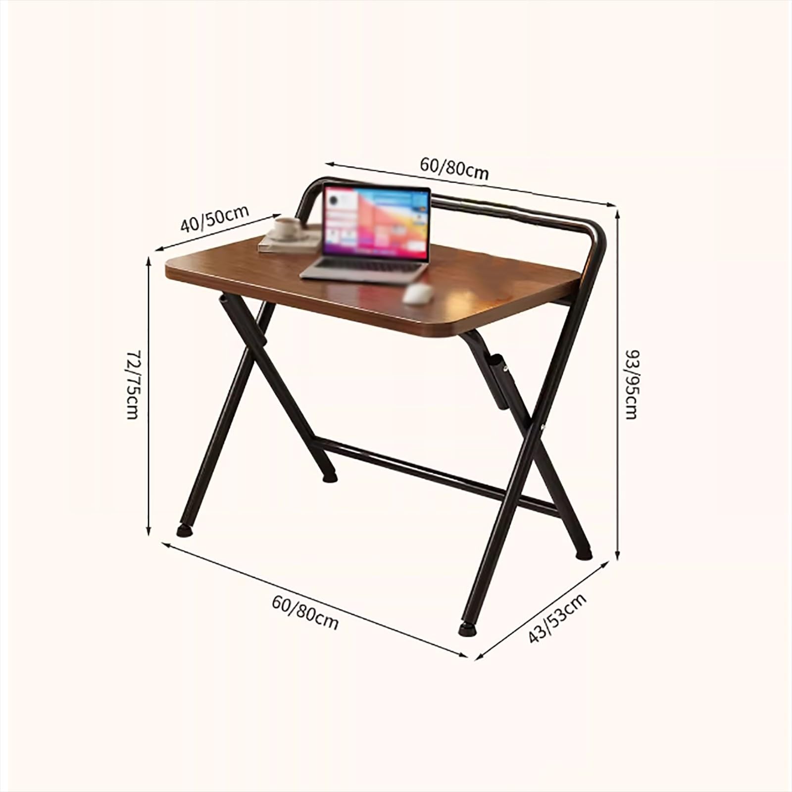 Scrivania pieghevole, postazione di lavoro compatta per computer, studio pieghevole multiuso, nessun assemblaggio necessario, ideale per l'ufficio domestico Wood,60 * 40CM