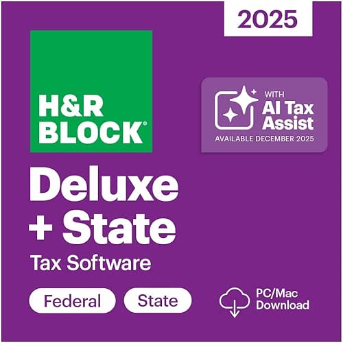 H&R Block Tax Software Deluxe + State 2025 Win/Mac [PC/Mac