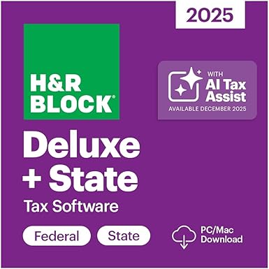 H&R Block Tax Software Deluxe + State 2025 Win/Mac [PC/Mac Online Code]