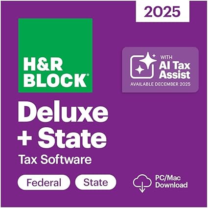 H&R Block Tax Software Deluxe + State 2025 Win/Mac [PC/Mac Online Code]