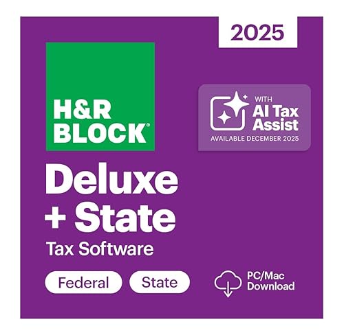 H&R Block Tax Software Deluxe + State 2025 Win/Mac [PC/Mac