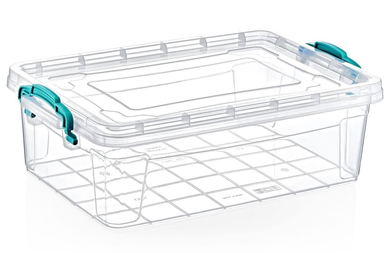 Best House Rectangle Multifunctional Clear Plastic Storage Boxes Containers with Lids - Pack of 5, Heavy Duty, Stackable Boxes Use for Home, office, Kitchen, Toys and Goods (1 Litres)