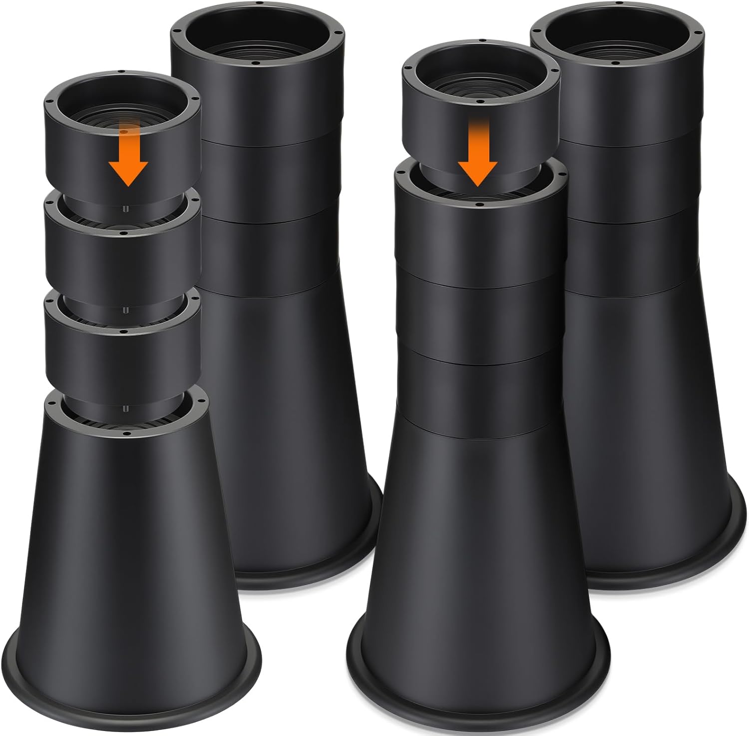 12 Inch Heavy Duty Bed Risers – Set of 4 Adjustable Round Furniture Risers Lifts 6" 8" 10" 12" for Beds, Sofas, Tables– 6000 Lbs Total Capacity