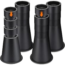 12 Inch Heavy Duty Bed Risers Set of 4 Adjustable Round Furniture Risers Lifts 6" 8" 10" 12" for Beds, Sofas, Tables 6000 Lbs Total Capacity