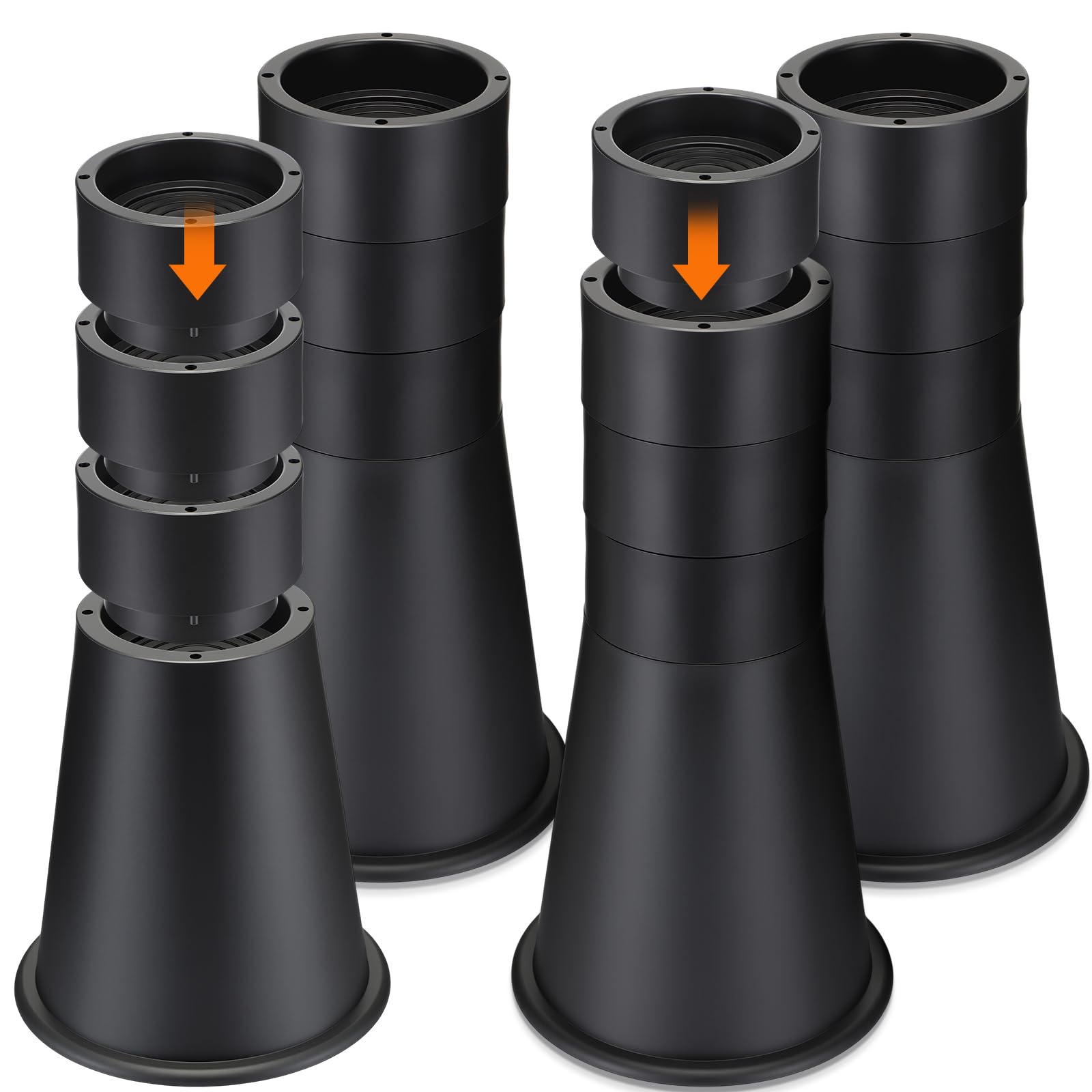 Photo 1 of BrightRow 12 Inch Heavy Duty Bed Risers – Set of 4 Adjustable Round Furniture Risers Lifts 6" 8" 10" 12" for Beds, Sofas, Tables– 6000 Lbs Total Capacity