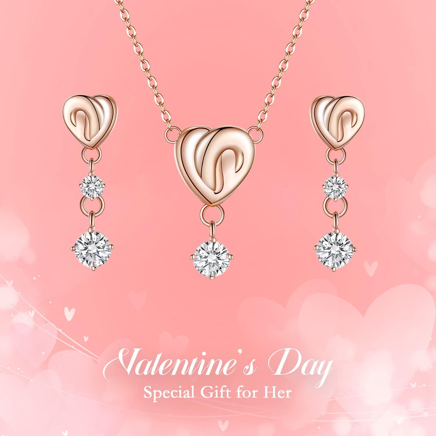 EVER FAITH Delicate Infinity Love Lifelong Heart Necklace Dangle Earrings Set,Round Cut White CZ Hypoallergenic Birthday/Valentines/Mothers Day Jewelry Gifts for Women Wife Mom - Image 5