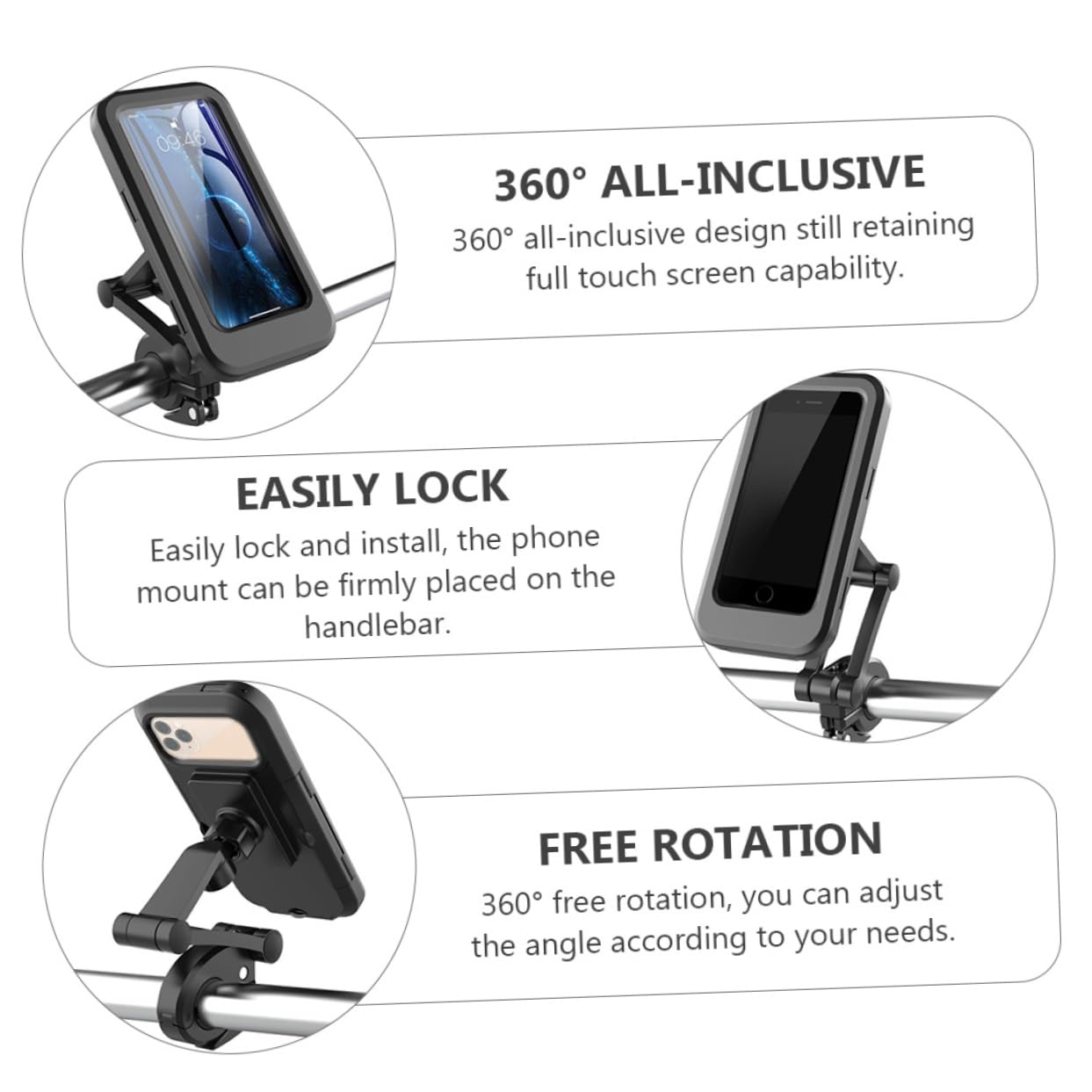 TOPBATHY 1pezzi Supporto Per Telefono Da Moto Adatto Bici e Moto Rotazione Di Saldamente Fissato Al Manubrio Compatibile La Maggior Parte Dei Cellulari e Custodie