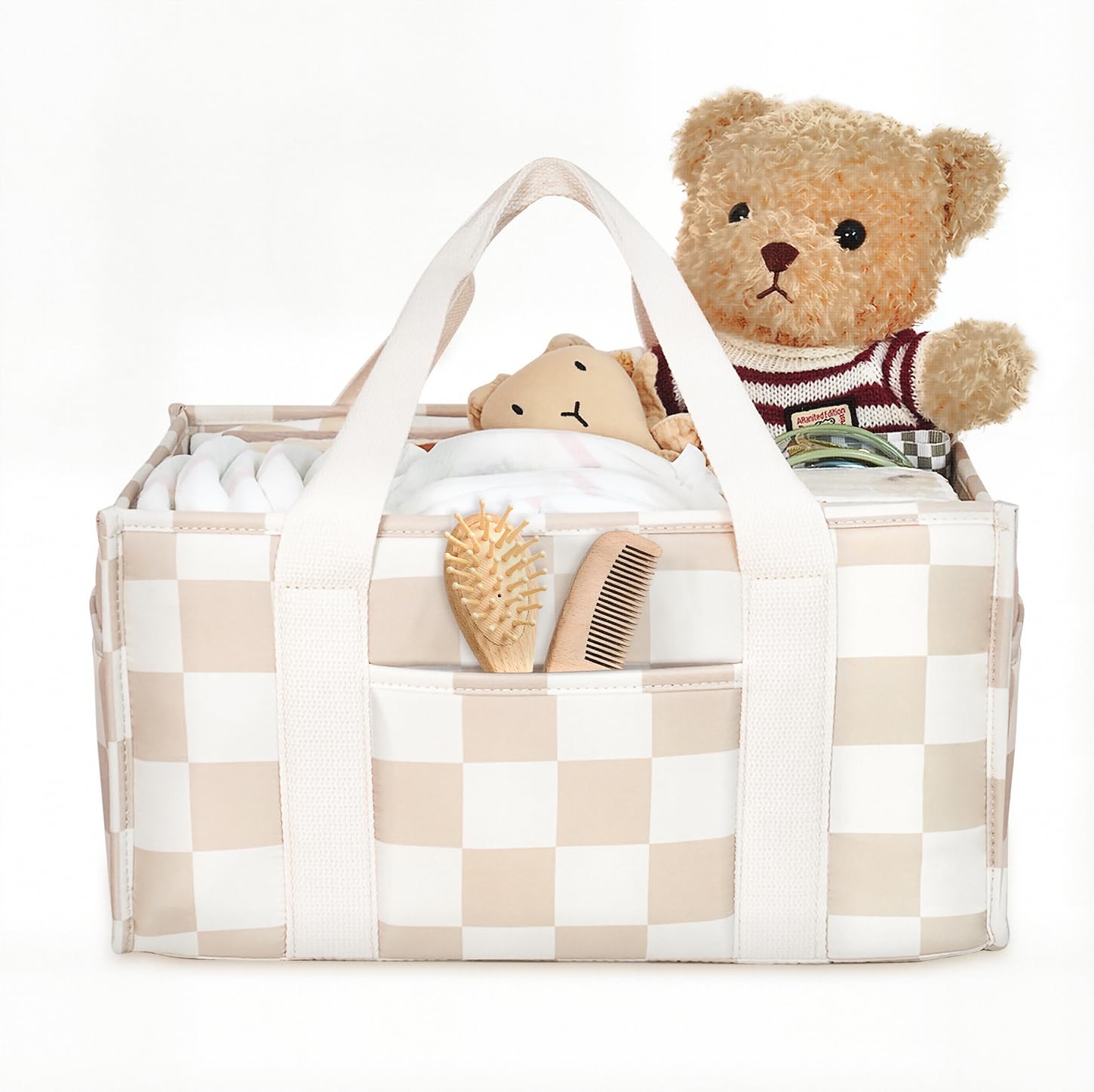 lethooly Baby Diaper Caddy – Baby Diaper Caddy Organizer, Stylish Storage Basket for Newborn Essentials & Diaper Station, Baby Registry Must-Have (Beige)