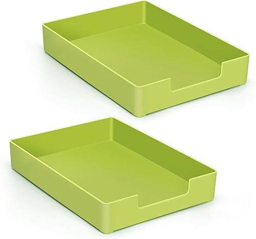 Bandeja tamaño carta, bandeja de papel para escritorio, de plástico de un solo nivel (1 unidad), organizador de escritorio apilable, soporte de