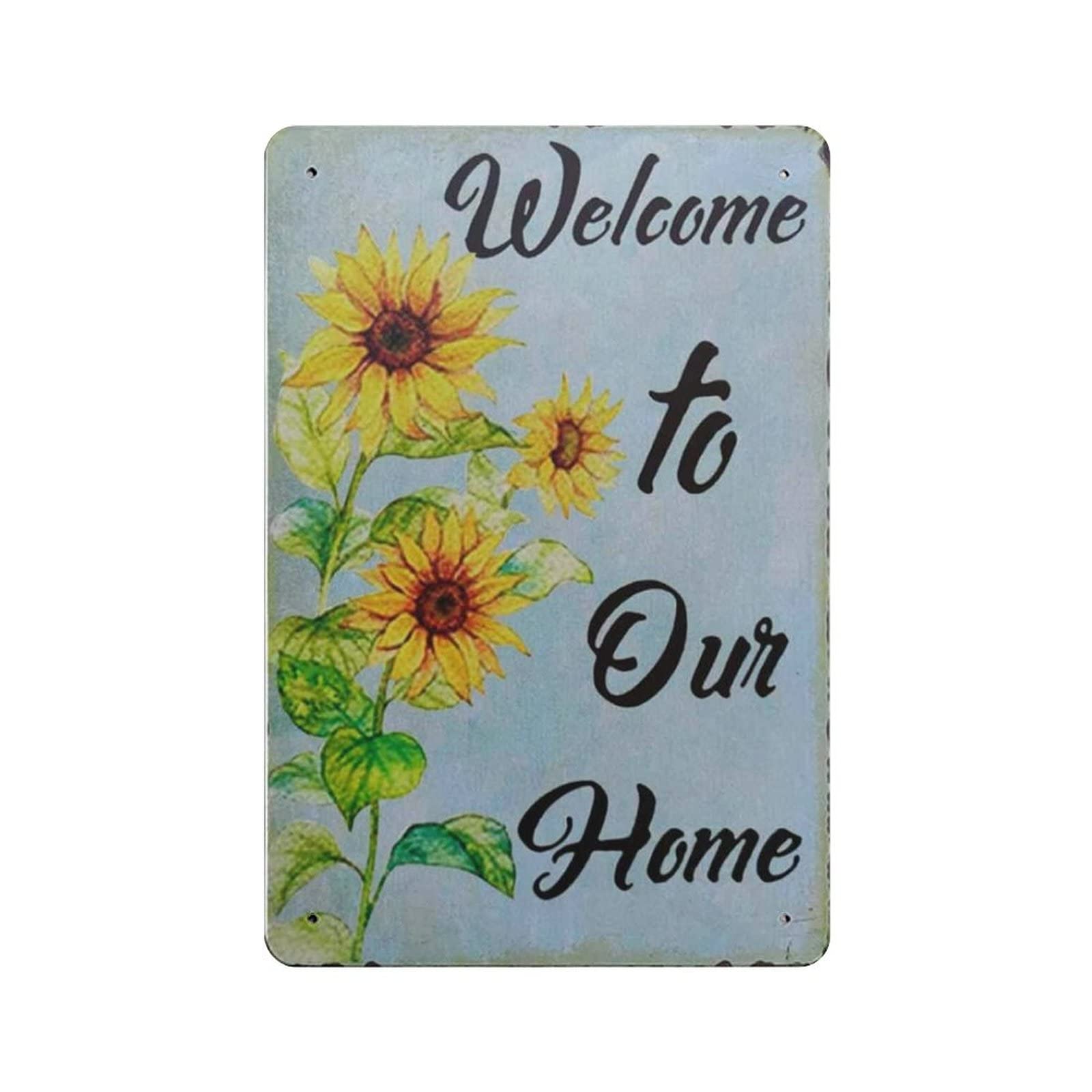 AOOEDM Welcome to Our Home Vintage Metal Tin Sign for Home Coffee Shop Office Wall Art Metal Poster Garage Decor Man Cave Sign Inspirational Quote Wall Decor