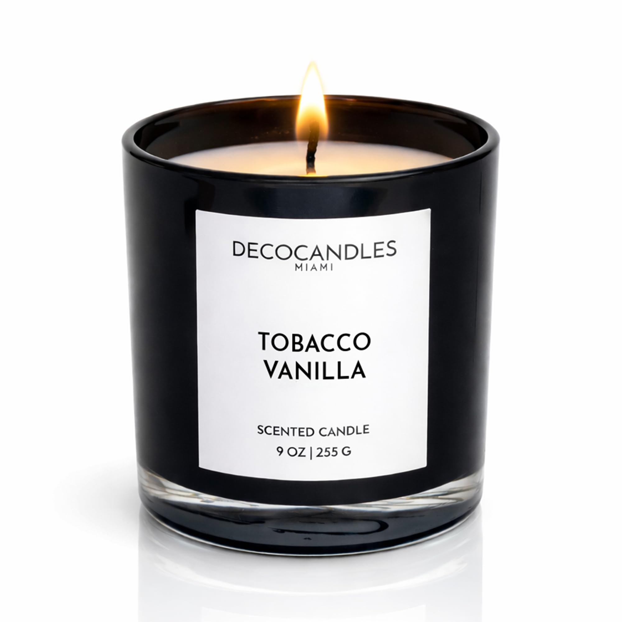 Urban Concepts by DECOCANDLES - Highly Scented Soy Candle - Long Lasting - Hand Poured in USA (9 Oz. Black Jar, Tobacco Vanilla)