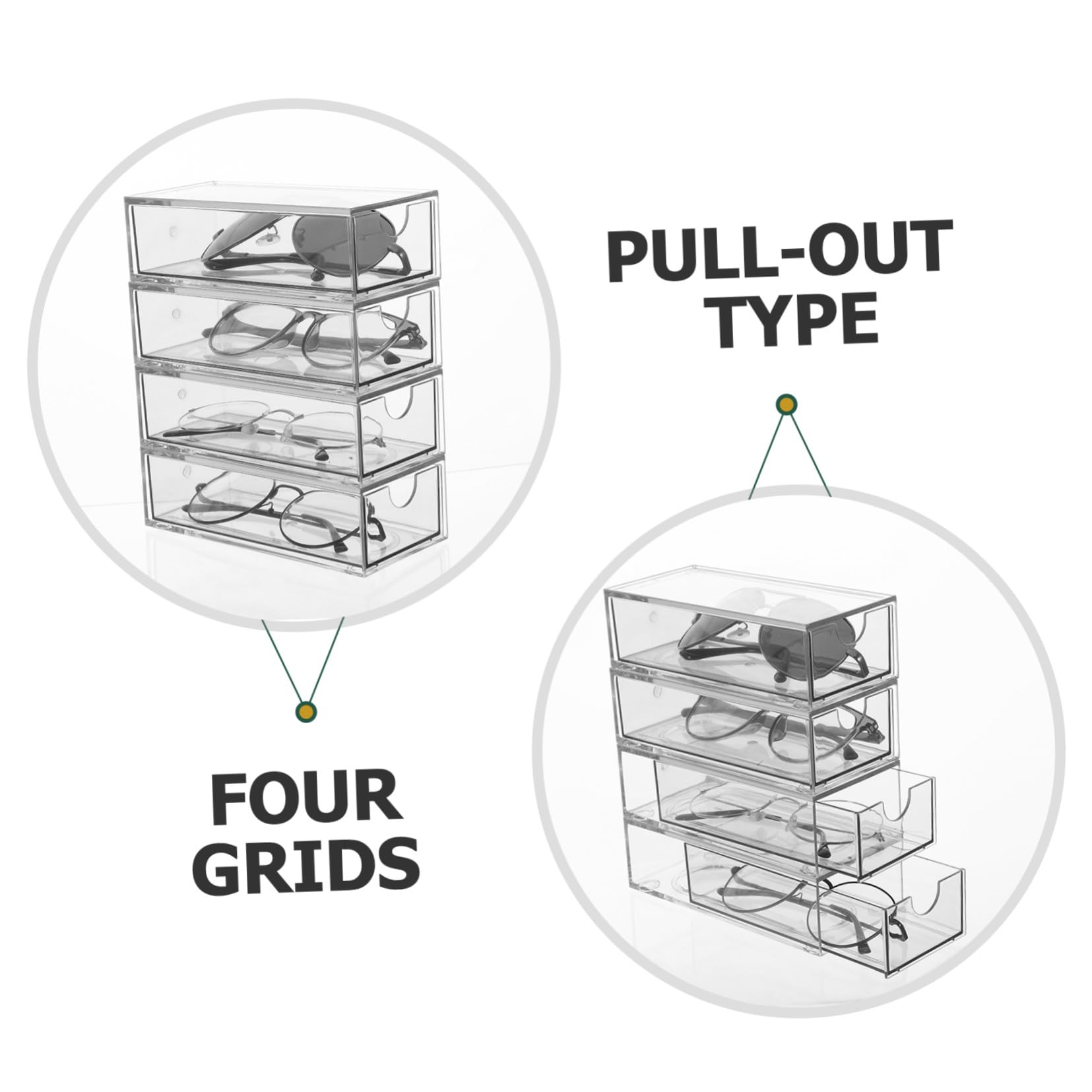 HOMSFOU Organizer per Accessori per Chioma 4 Scomparti in Plastica, Contenitore Bagno Portaoggetti Resistente e Impilabile, per Scrivania e Armadio Ampio Spazio