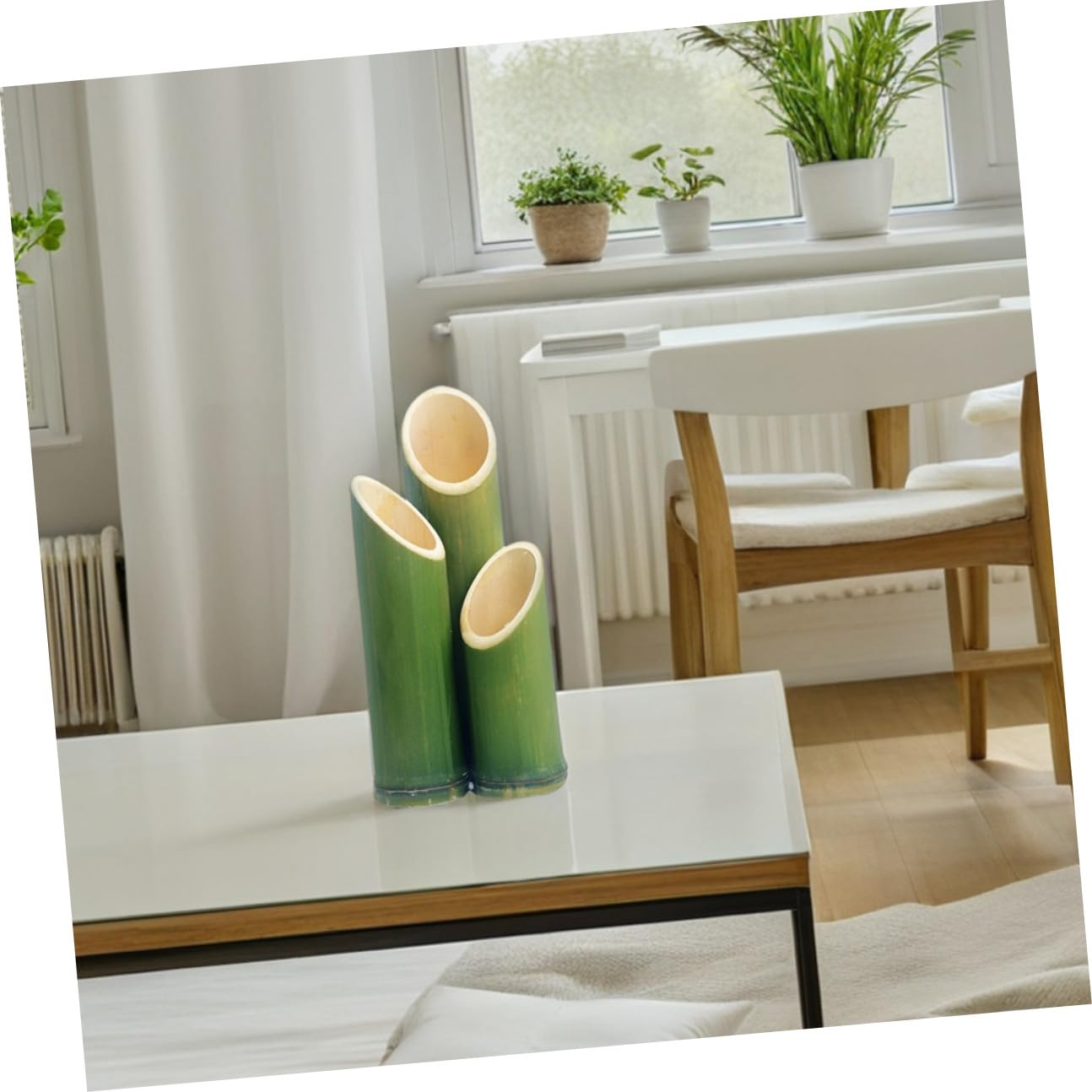 Vases Tubes en Bambou Pot de Fleurs Rustique Vert Lot de 3 pour Arrangement Floral Design Naturel pour Mariages et Occasions Spéciales
