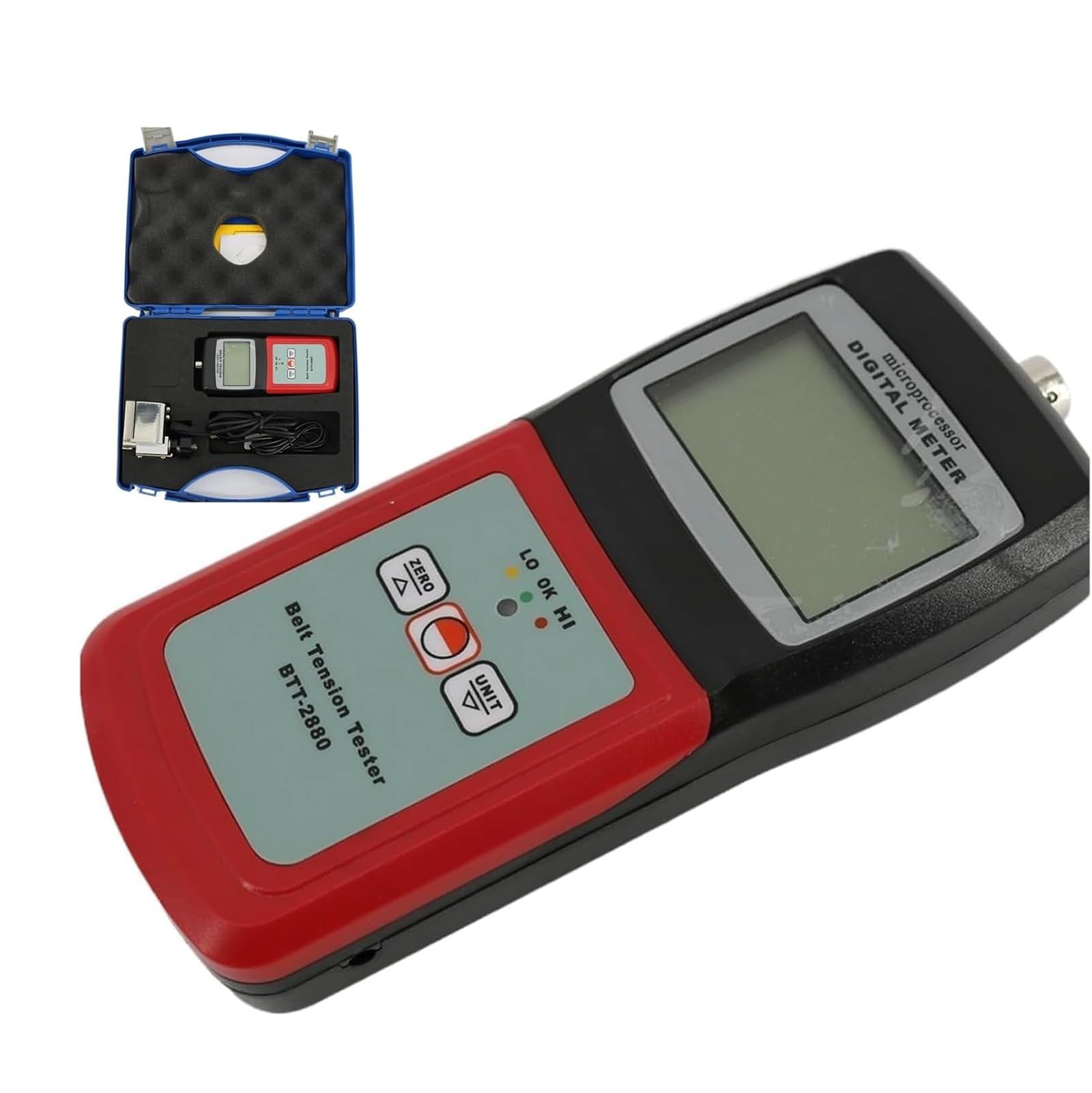 MObyat Tensiómetro Sónico De Correa, Tensiómetro Acústico, Alarma Sonora Y Luminosa, con Pantalla LCD Retroiluminada, Lectura Precisa, Fácil De Medir Y Visualizar En Tiempo Real, para Medición