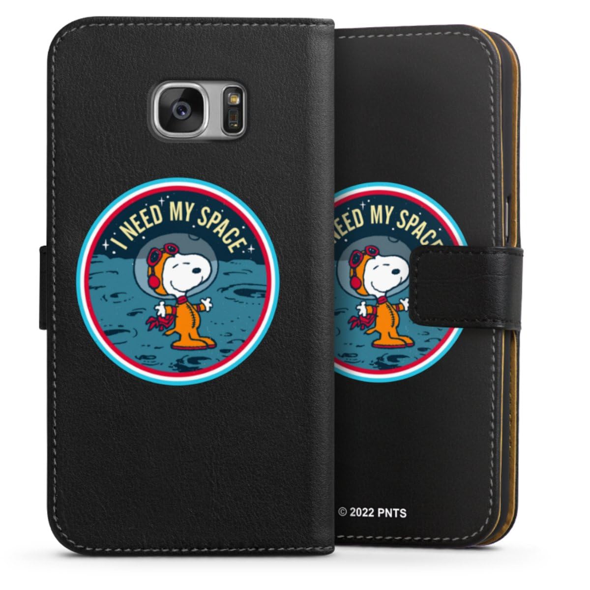 DeinDesign Etui Compatible avec Samsung Galaxy S7 Etui Folio Etui magnetique Peanuts Snoopy Cosmos