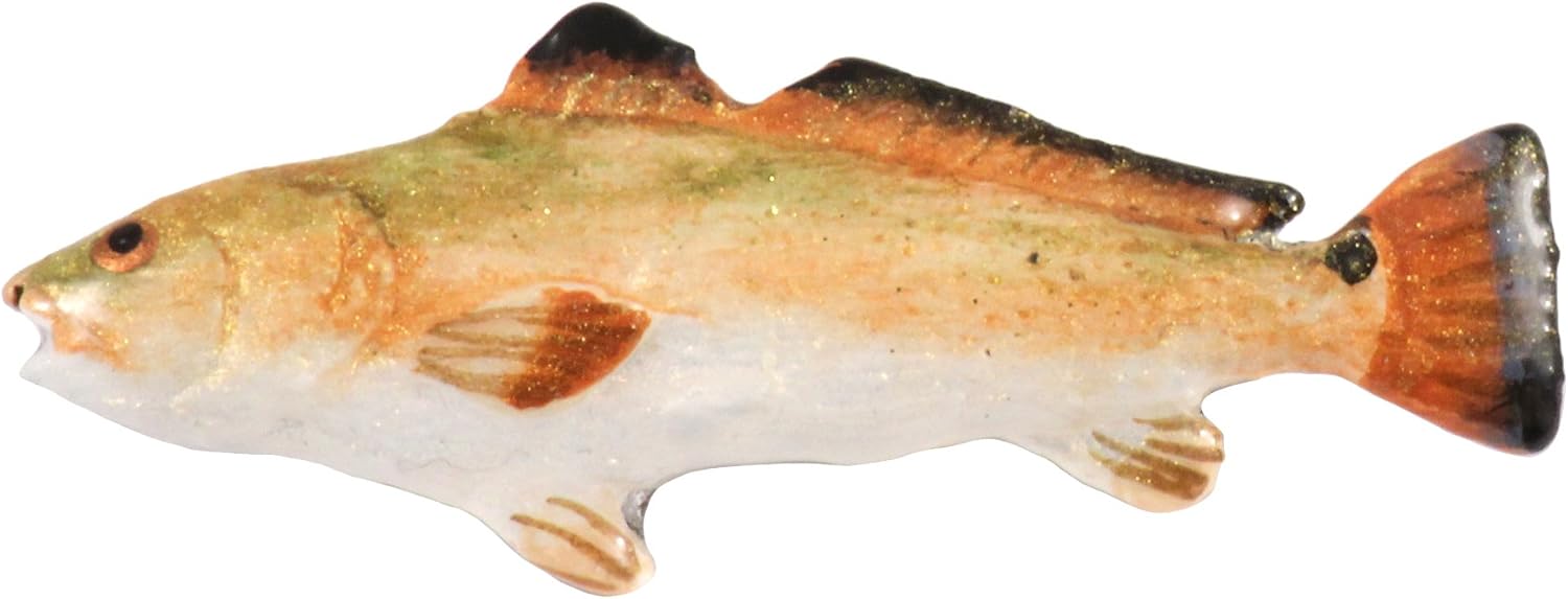 Redfish, Red Drum Fish Pin, Pewter, 1 1/2" Spotted Bass, Lapel, Hat, Pins, Brooch, Brooches, Jewelry, Gift, 100% Handmade in the USA, 200 Fish Designs Available. (SP031-24 HAND PAINTED REDFISH)