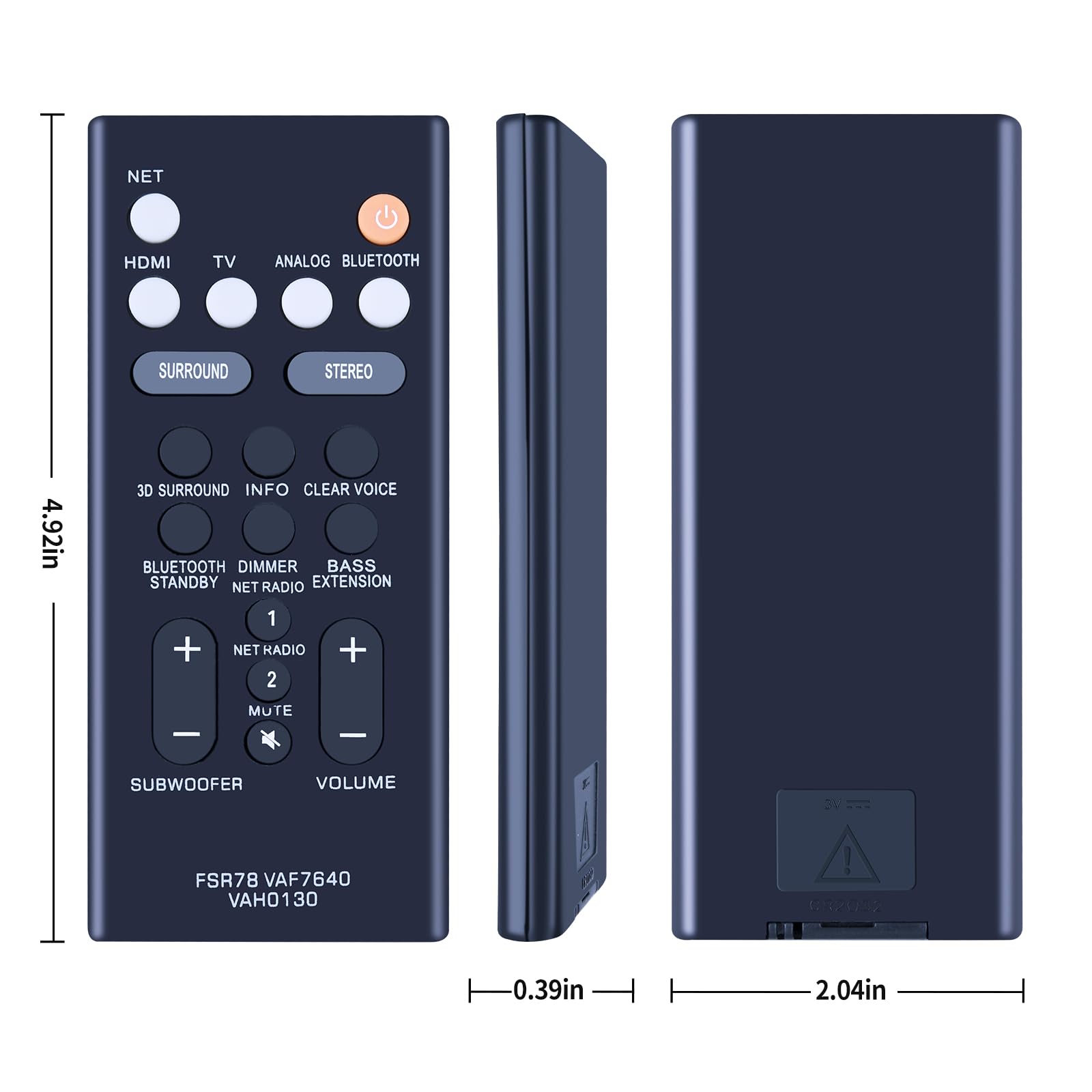 Telecomando Ricambio Per Soundbar Yamaha YAS-106 YAS-107 YAS-207 ATS
