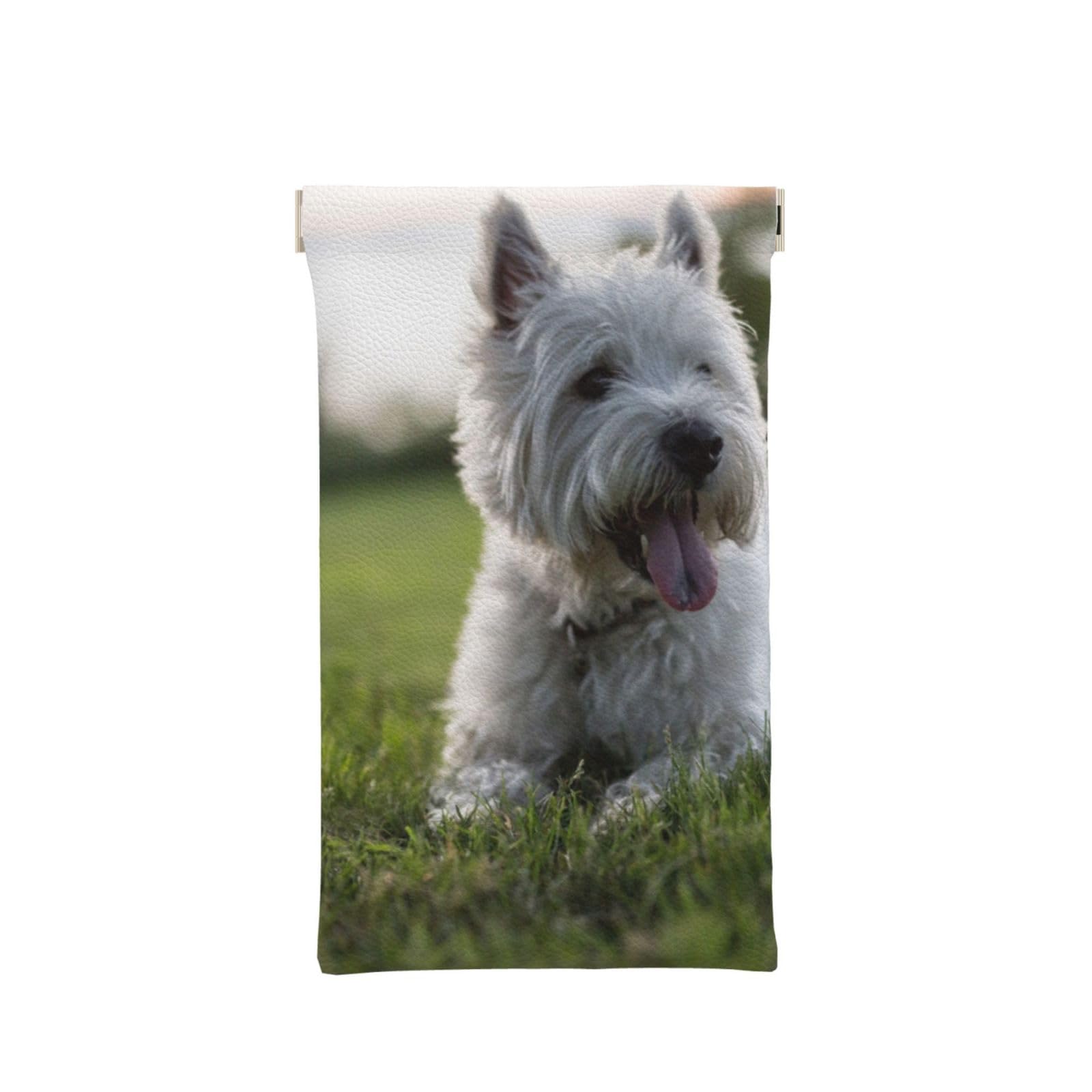 XDVPALNE Westie Lawn West Highland White Terrier Dogs, Eyeglasses Bag Anti-Scratch Spectacles Sleeve Portable Eyewear Case Squeeze Top Pu Leather Sunglasses Case