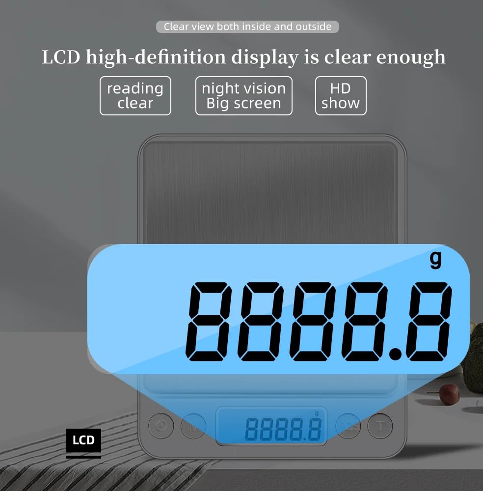 LCD Digital Kitchen Scale 3000g/ 0.1g Small Jewelry Scale Food Scales Digital Weight Gram and Oz Digital Gram Scale with/Tare 01 gram Scale
