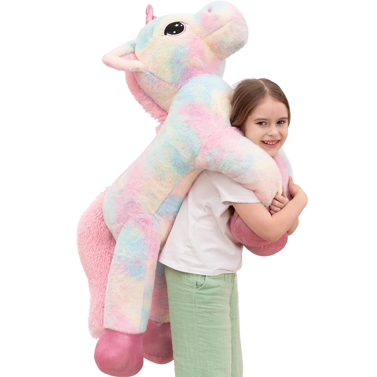 Muiteiur 43.4 Inch Unicorn Stuffed Animal, Giant Stuffed Unicorn for Girls, Soft Plush Pillow Gifts for Girls Boys Kids, Pink