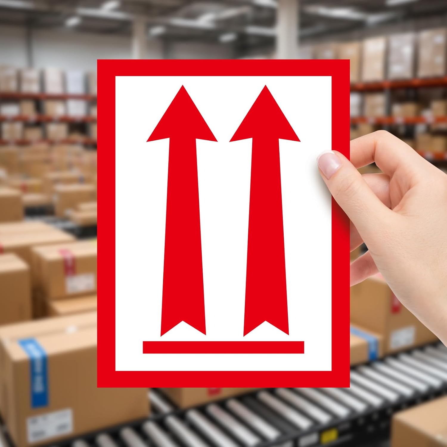500 Pcs Arrows Up Labels - Adhesive Arrow Goods Shipping Stickers for Packages, 3 x 4 Inches (Red) - Image 5