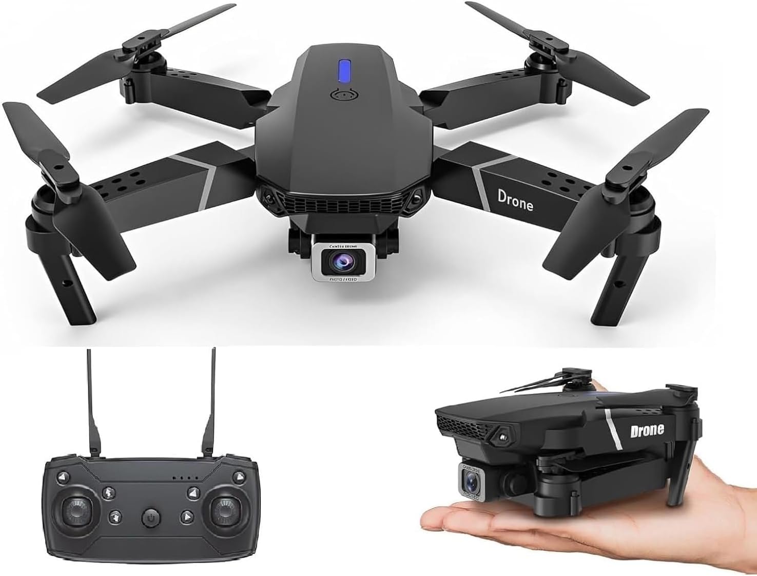 Foldable Remote Control Drone with Camera HD Wide Angle Lens Optical Visual Hovering with 1800Mah Battery WiFi FPV 4-Axis Camera with Dual Flash Lights