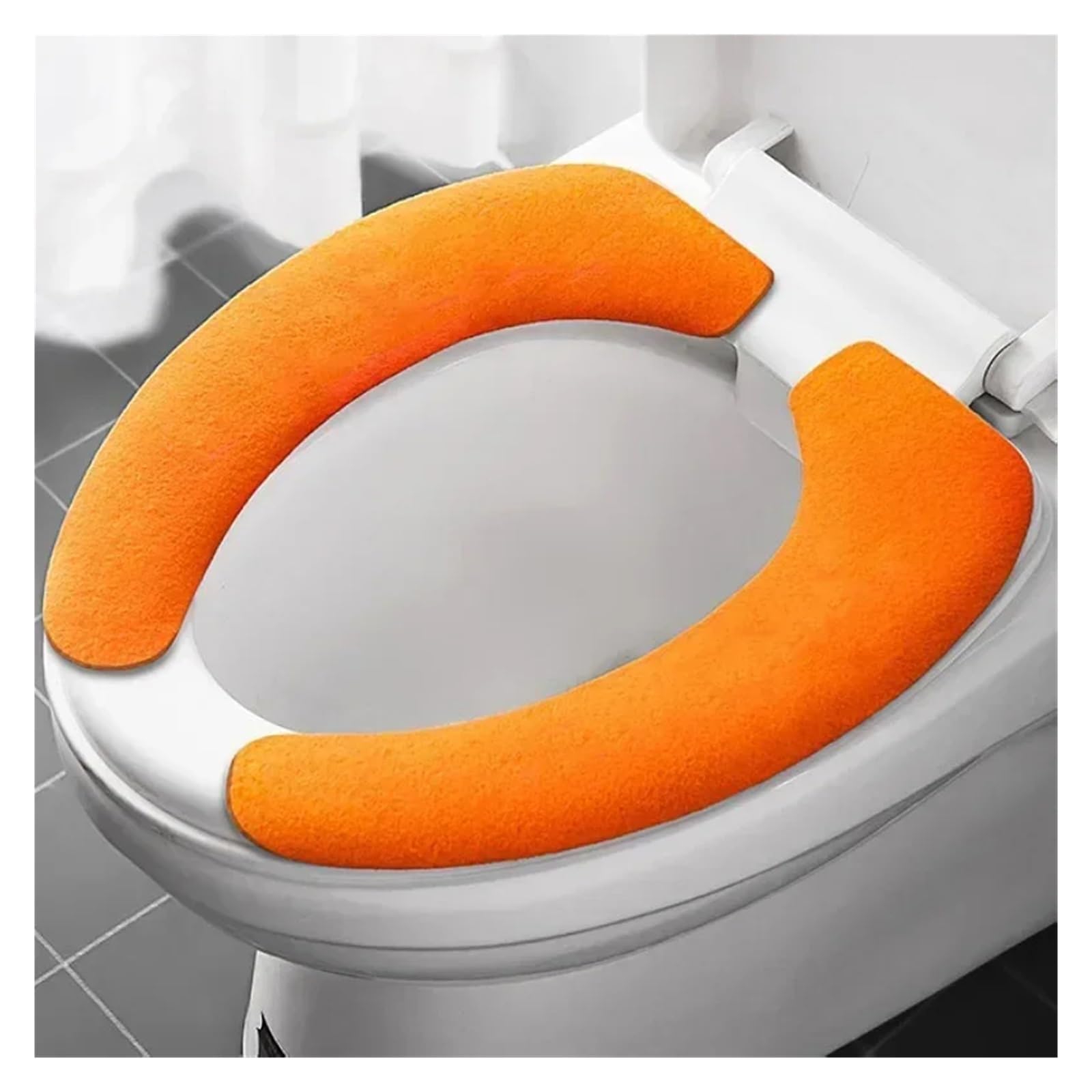 MZSKLW Padded Toilet Seat 2Pair Reusable Warm Flannel Toilet Sticker Seat Covers Washable Filling Bathroom Mat Cover Universal(Enlarge-orange)