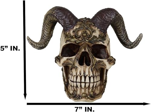 Miniatura 3 de Ebros Gift Día de los muertos El Diablo - Figura gigante de calavera demonio con cuernos y cráneos de demonio, infierno, diablo, cráneo, acento de