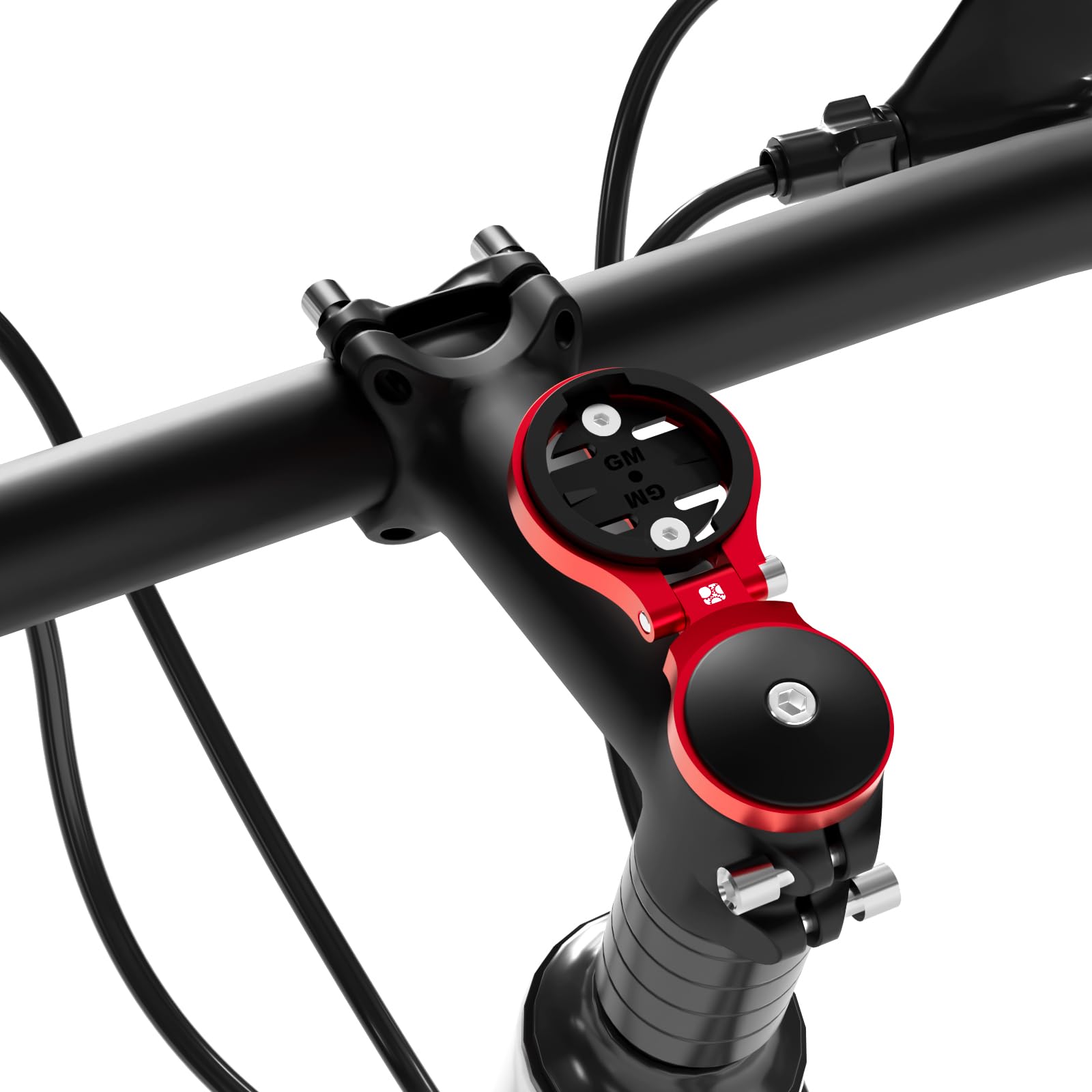 Adjustable Bike Stem Top Cap Computer Mount for Garmin Edge Explore, Lightweight Aluminum Alloy Bicycle GPS Computer Headset Cap Cover Mount, Combo Compatible with Bryton, Wahoo, and CATEYE Red