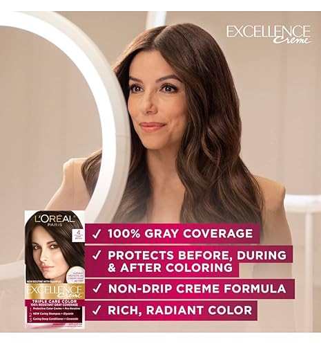 Miniatura 139 de L'Oreal Paris Excellence Triple Protection - Coloración permanente para el cabello, marrón oscuro [4] 1 unidad (paquete de 10 unidades)