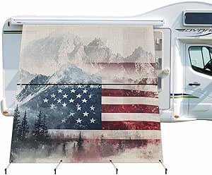 Amazon.com: 4th of July RV Awning Sun Shade Screen 9'X7' National Flag ...