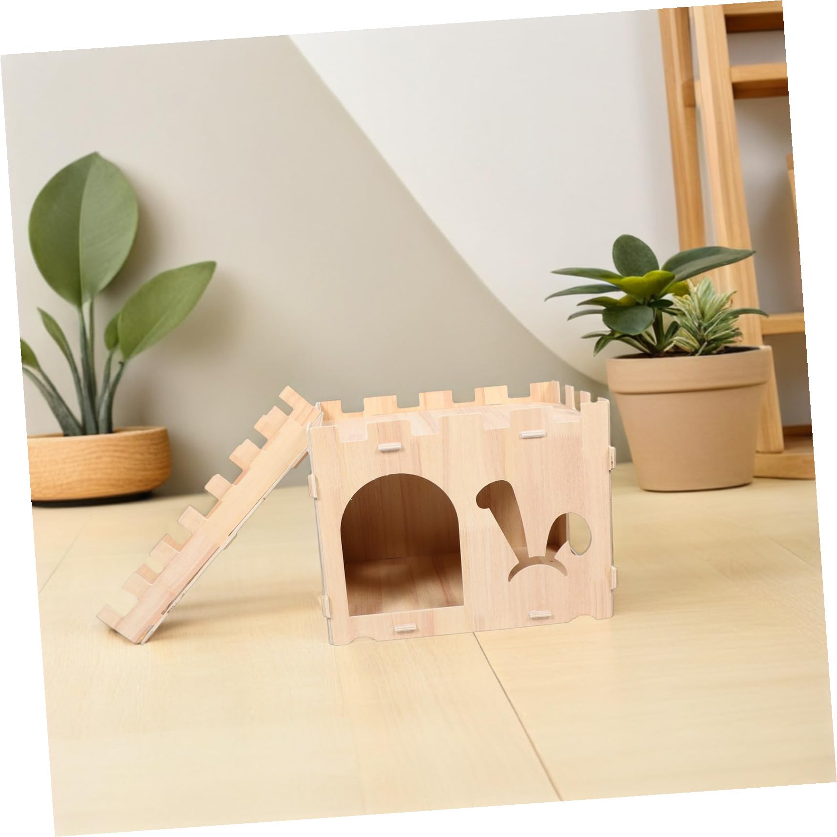 Mipcase Casa de Madera para Hámster Desmontable sin Herramientas Refugio Resistente y Seguro para Cobayas Conejos Hurones y Ratones Villa para Mascotas Pequeñas Que Estimula la Exploración
