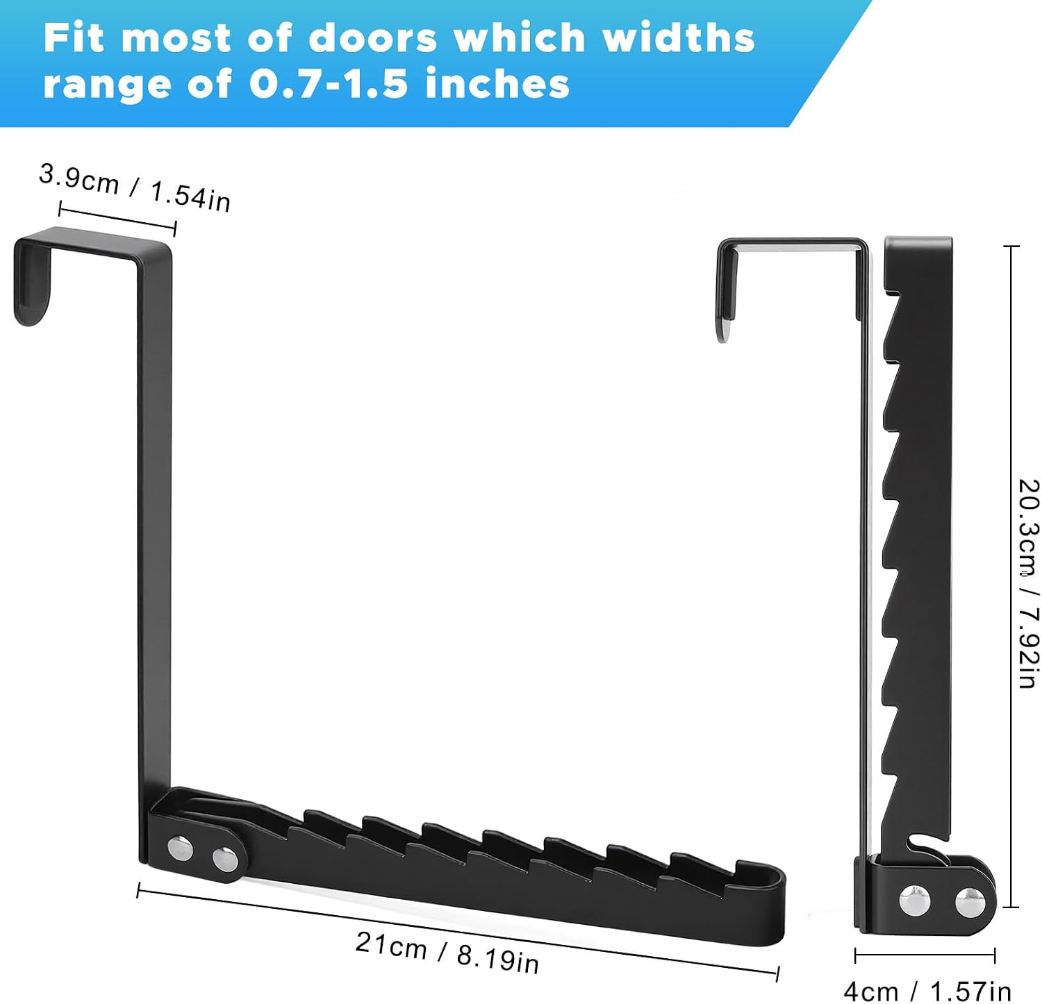 FYY Over The Door Hooks Hanger, 1 Pack Collapsible Folding Over Door Clothes Drying Rack Space Saving Laundry Hanging Storage Hook for Clothing, Coats, Towels for Bedroom Bathroom Black Long: 7.92 inch 1 Pack Black thumbnail 2