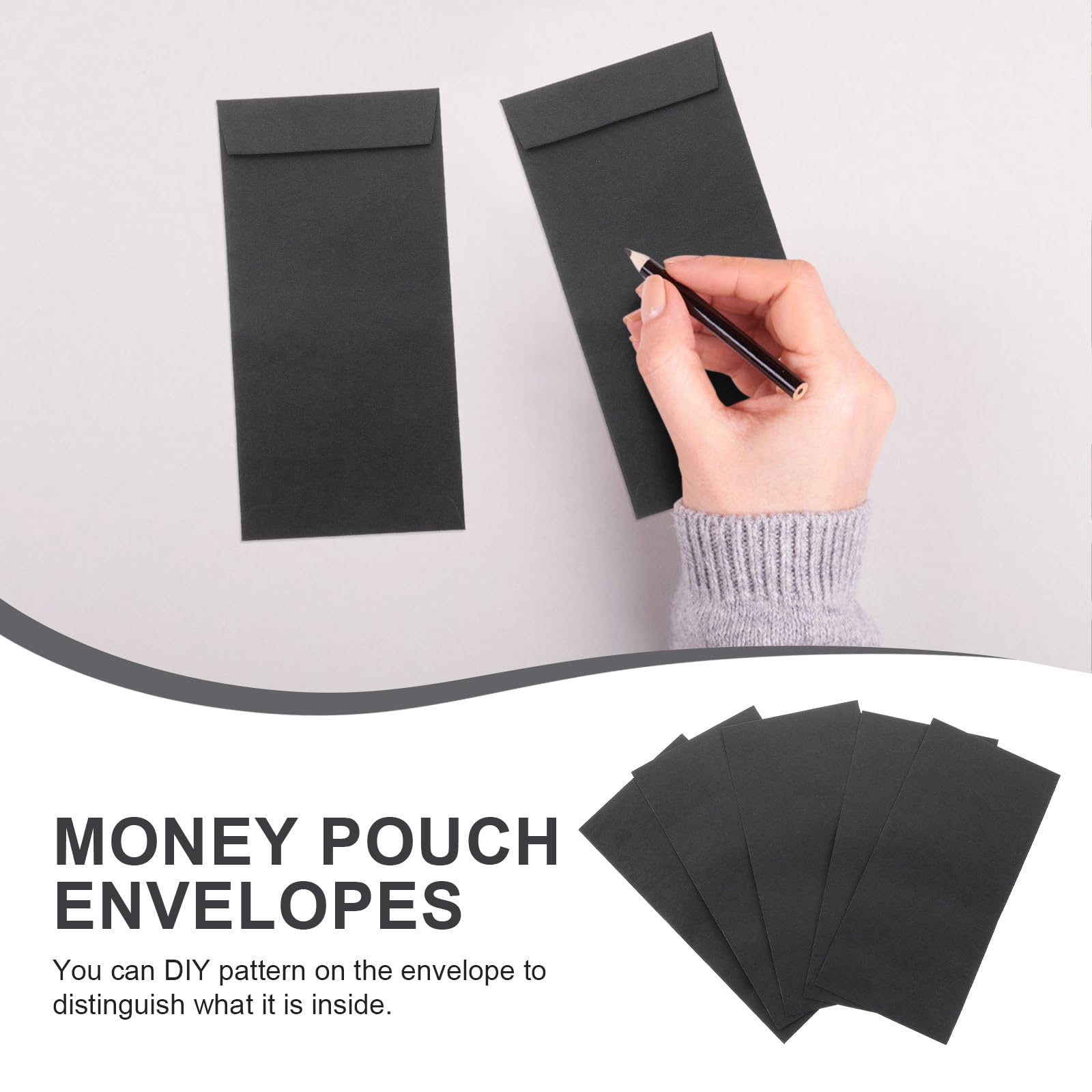 Healeved 120 Enveloppes Auto-Adhésives pour Argenté Noir Format Compact Papier Multi-Usage Organisateur D’Épargne et Rangement pour Petits Objets pour Budget et Économie Quotidienne