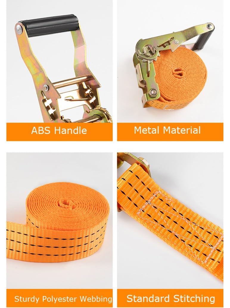 Arancione, 1 Confezione Cinghie Di Fissaggio,Cinghie Di Tensione, Regolabili Cinghie A Cricchetto, Cinghia Fissaggio A Cricchetto, Per Camping Outdoor, Pacchi Bagagli, Moto Bicicletta(L 5m/196.9in)