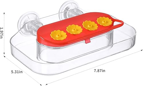 Miniatura 2 de Comedero colgante para colibríes con ventosa, comedero para colibríes de mesa, comedero para colibríes, bandejas para estación de agua para pájaros