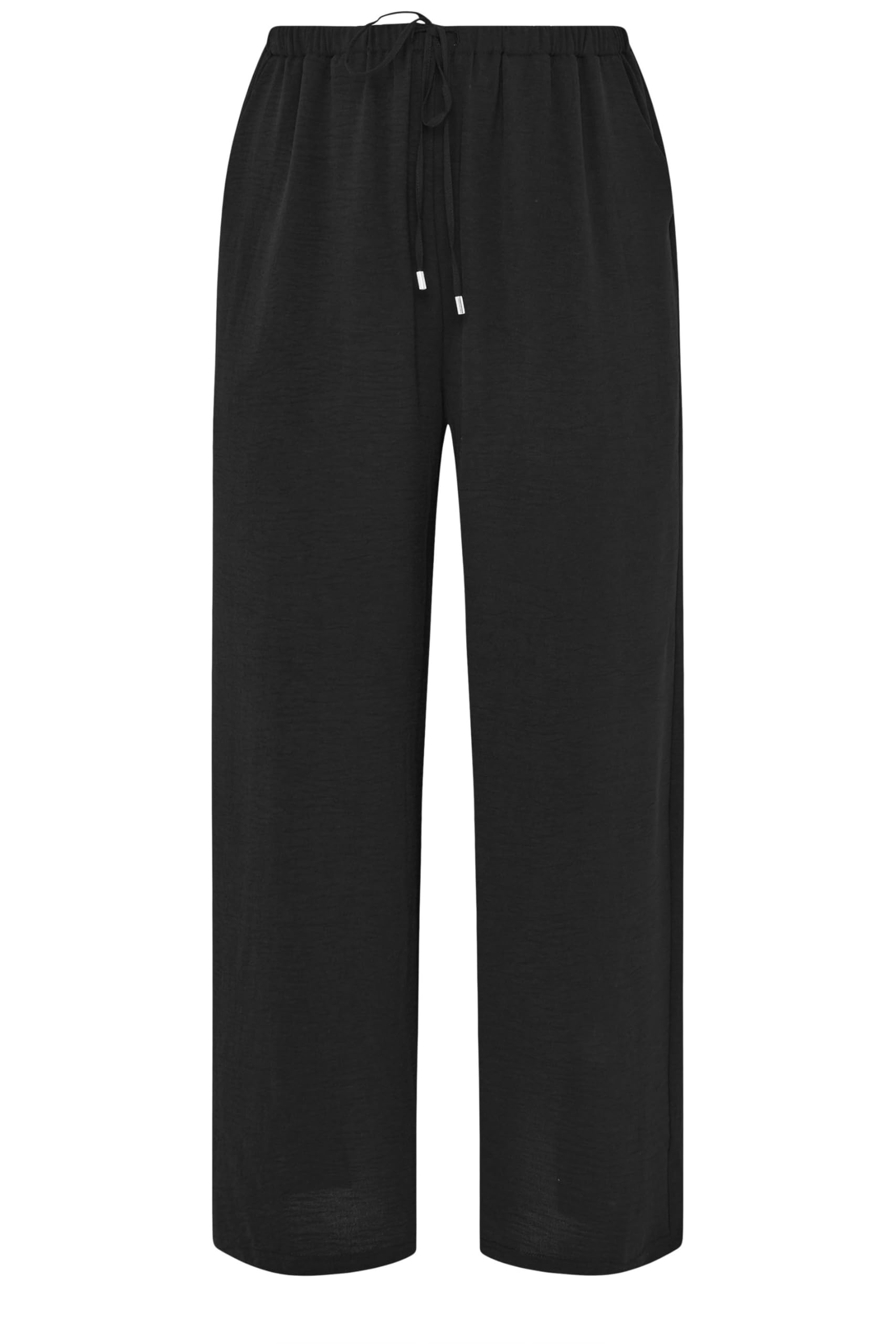 Evans Women's Black Curve Tie Waist Wide Leg Trousers - Plus Size Curve