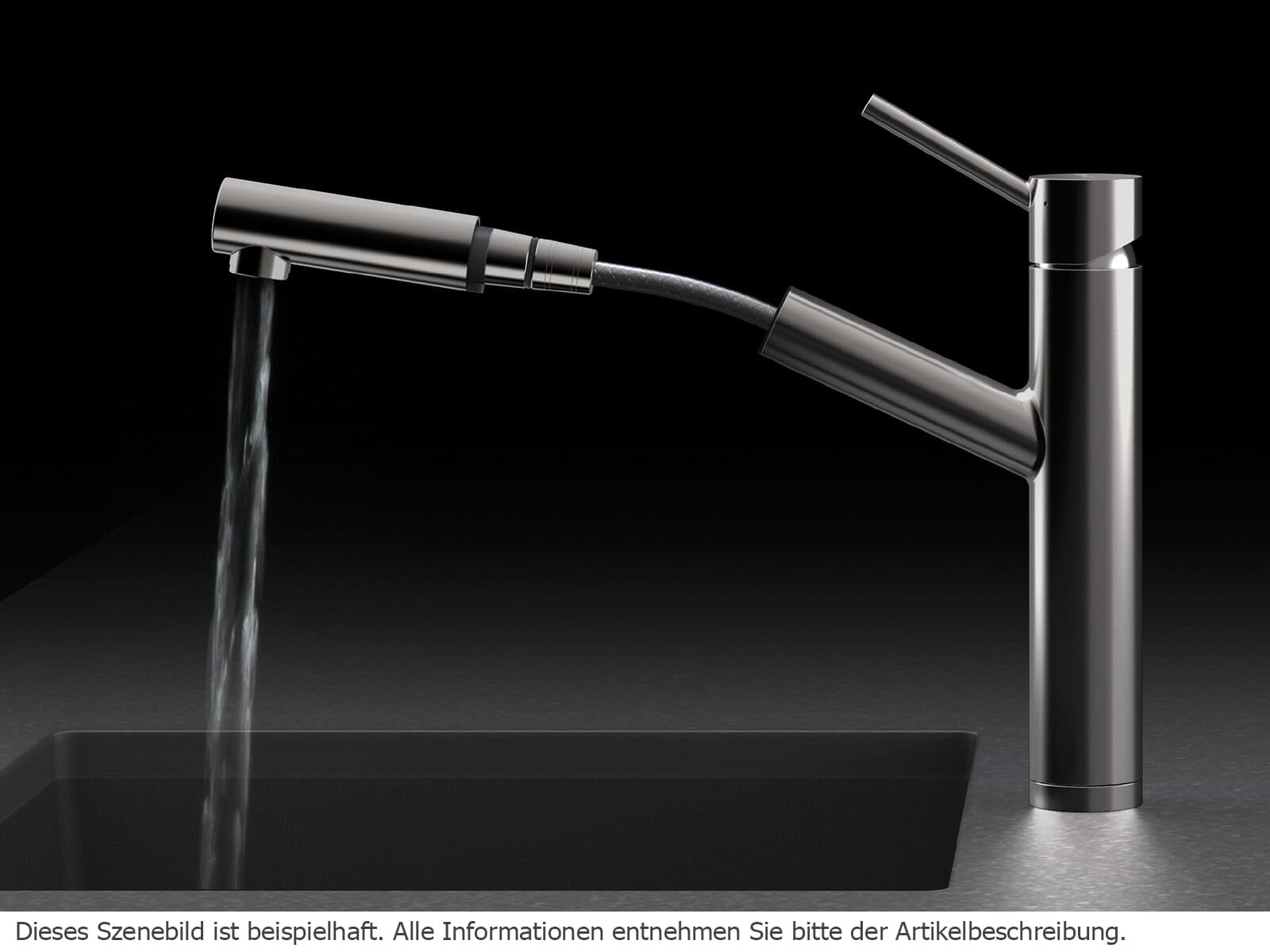 SCHOCK ALTOS PURO - Grifo de cocina de alta presión de acero inoxidable con manguera extraíble y conectores estándar