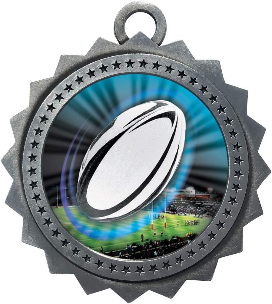 1 to 50 Packs Rugby Silver Large 3 Inch Engraved Medals Trophy Award Personalized Free D03-MY486