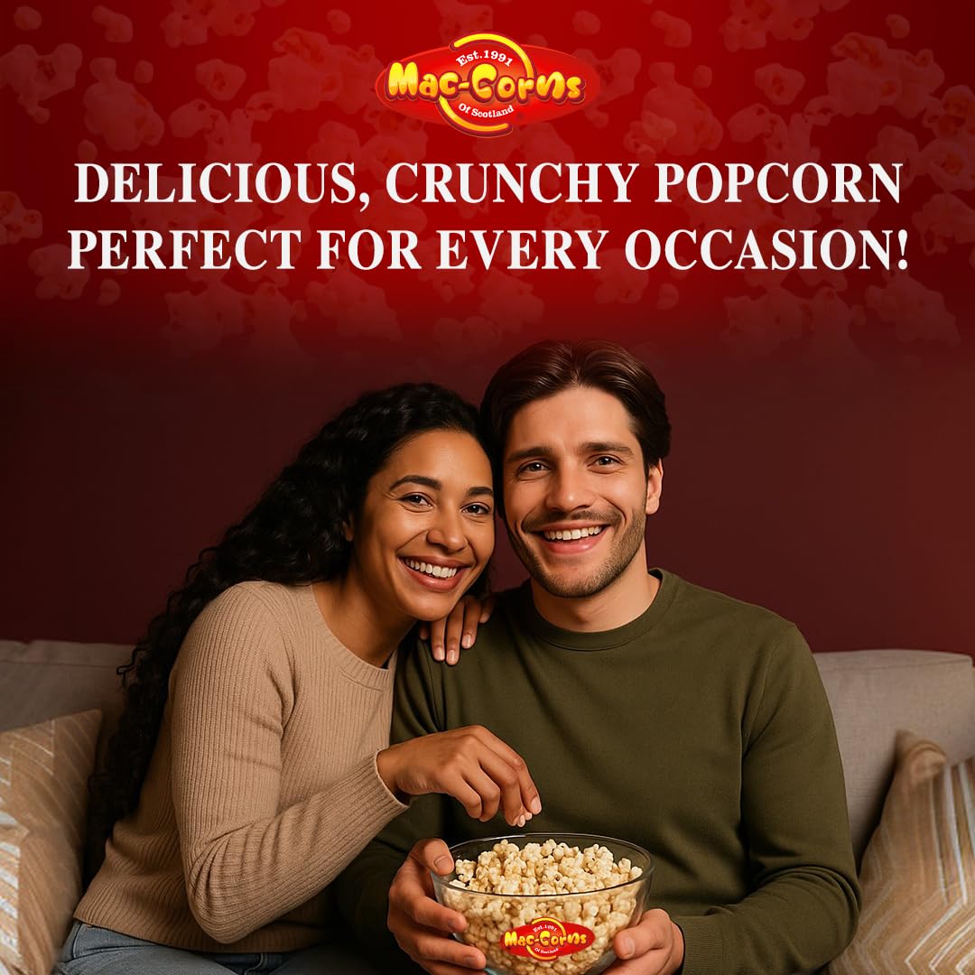MacCorns USA Top Grade Popping Corn - 1 Litre Tub American Kernels for Popcorn Makers, Traditional Popping & Popcorn Machines - Boxed, Resealable & Reusable
