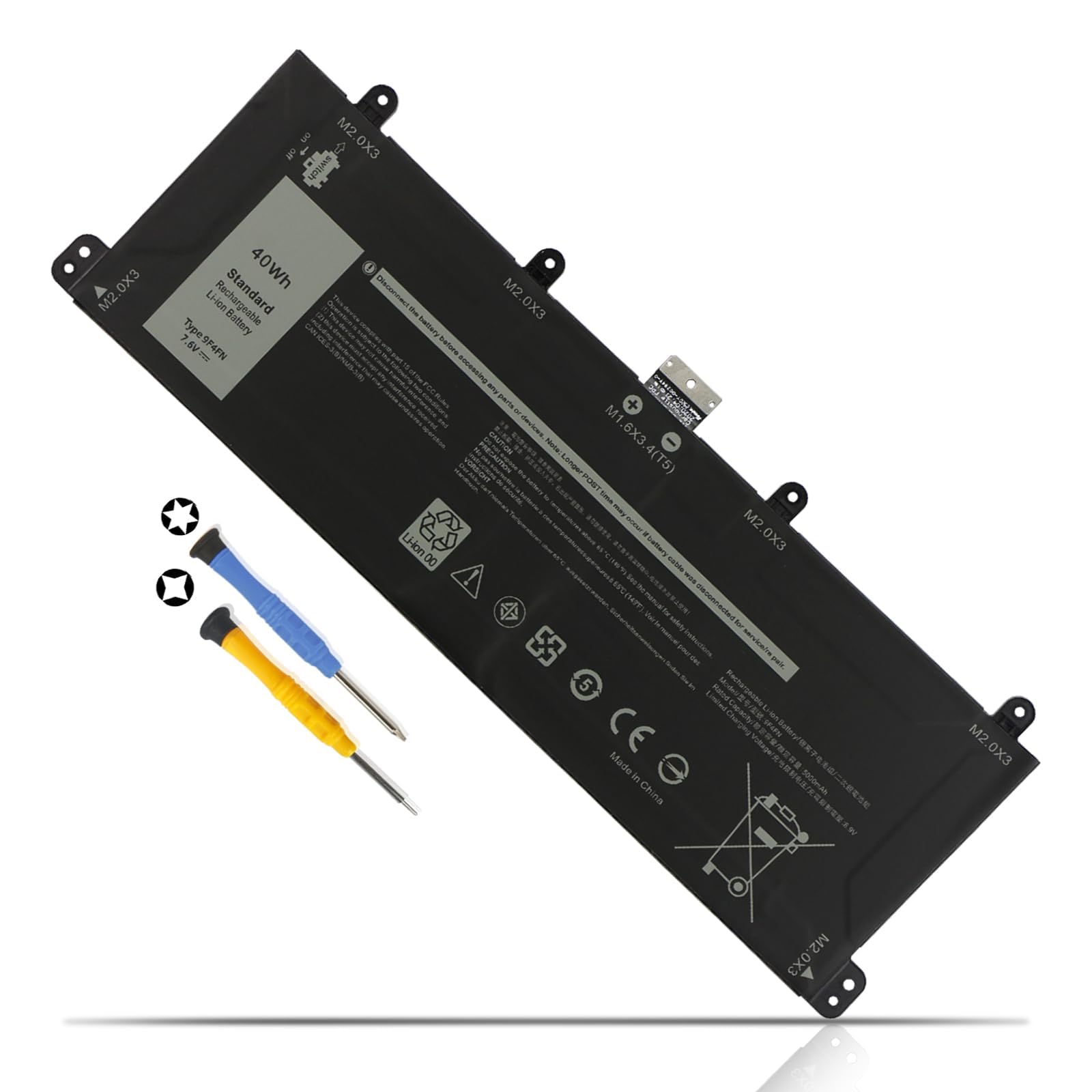 K KYUER 9F4FN Laptop Akku für Dell Inspiron 14 3420 Latitude 13 7320 Detachable Tablet P152G P22G T04H T04H001 P152G006 P22G001 P22G004 X28GR 2VKW9 8PK6G