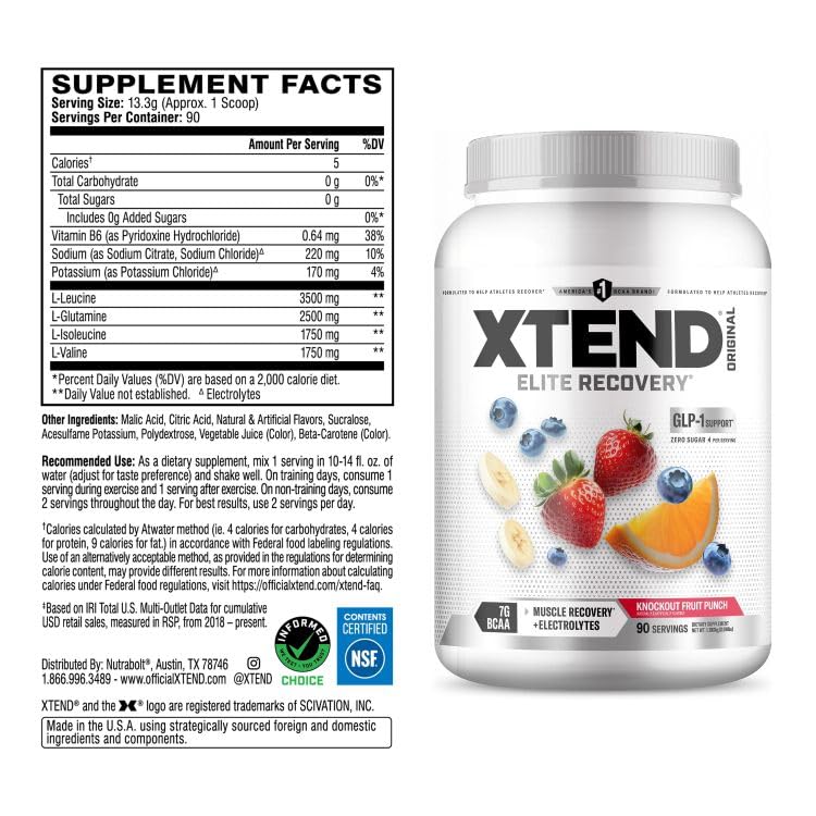Amazon | Scivation Xtend BCAA 7000mg Knockout Fruit Punch 