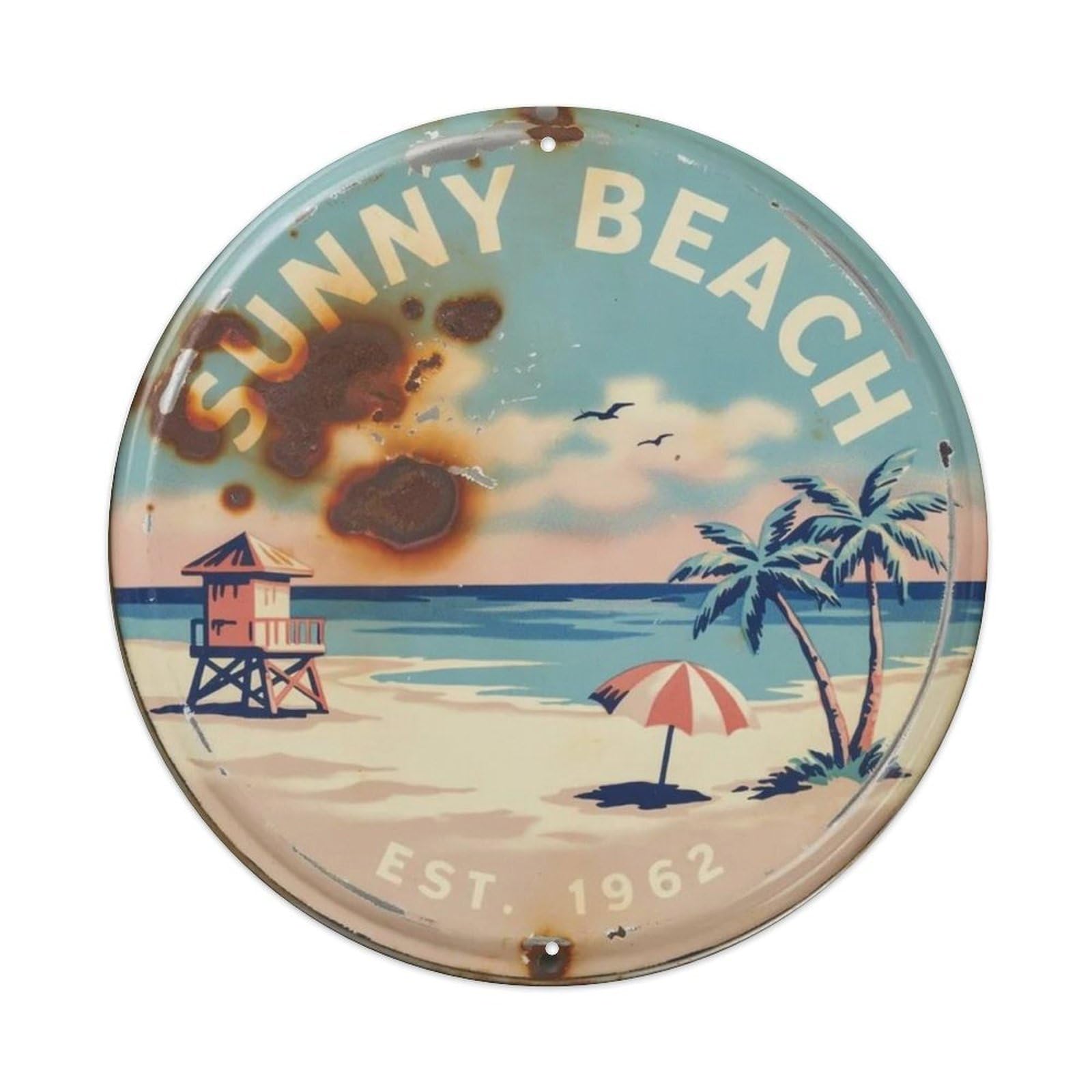 Retro-Beach-Sign Metal Tin Sign Plaque