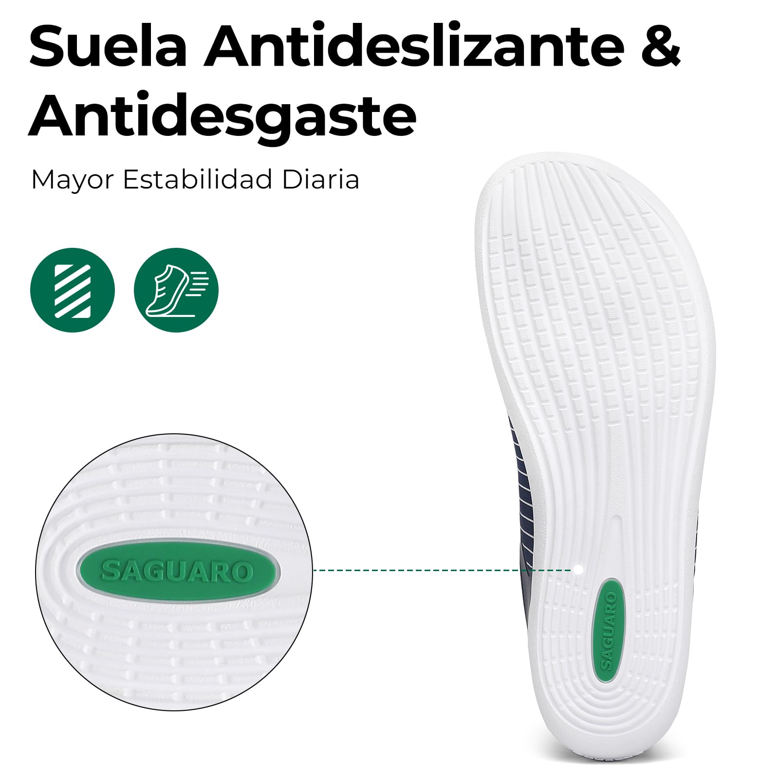 SAGUARO Hombre Zapatillas Barefoot Casual con Puntera Ancha para Uso Diario en Ciudad,Escuela y Viaje Gr.36-48