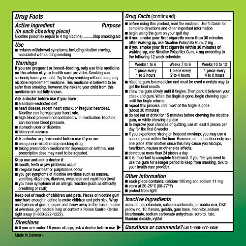 Amazon Basics Nicotine Polacrilex Coated Gum, 4 mg, Cool Mint Flavor, Stop Smoking Aid, Quit Smoking, Lessen Withdrawal Symptoms, 20 Count (Previously Amazon Basic Care) - image 5
