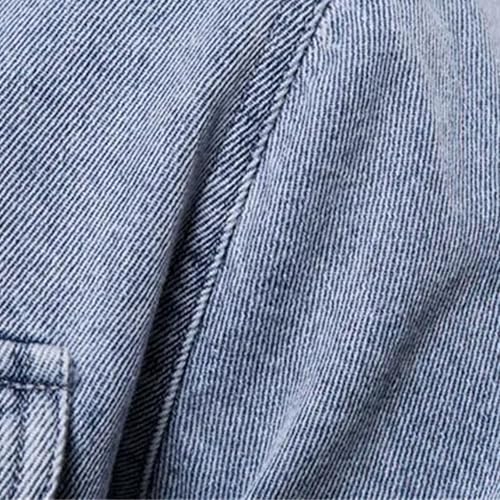 Chaqueta de mezclilla desgastada para hombre azul miniatura 5